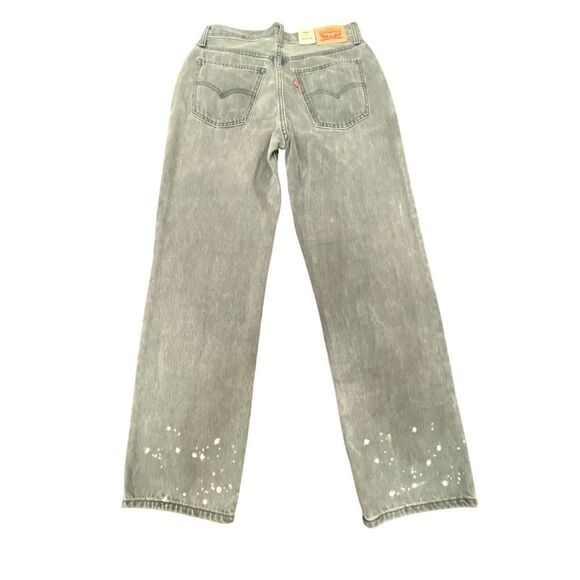 Levi's Gray Denim Low Pro Mid Rise Straight Leg Jeans Distressed Women's Size 28 - Picture 2 of 8